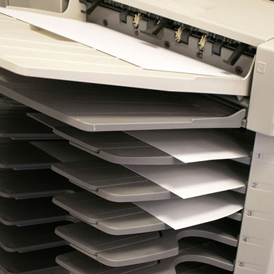 photo of copies collating on the copy machine