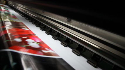 photo of banner being printed