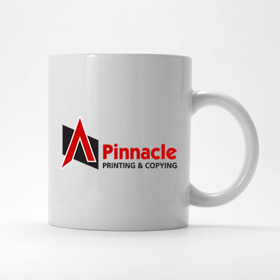 photo of white mug with business logo on it